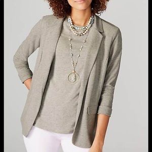 J.JILL linen blend gray open front knit blazer NWT